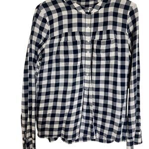 Madewell Navy and White Plaid Shirt size large NWOT
